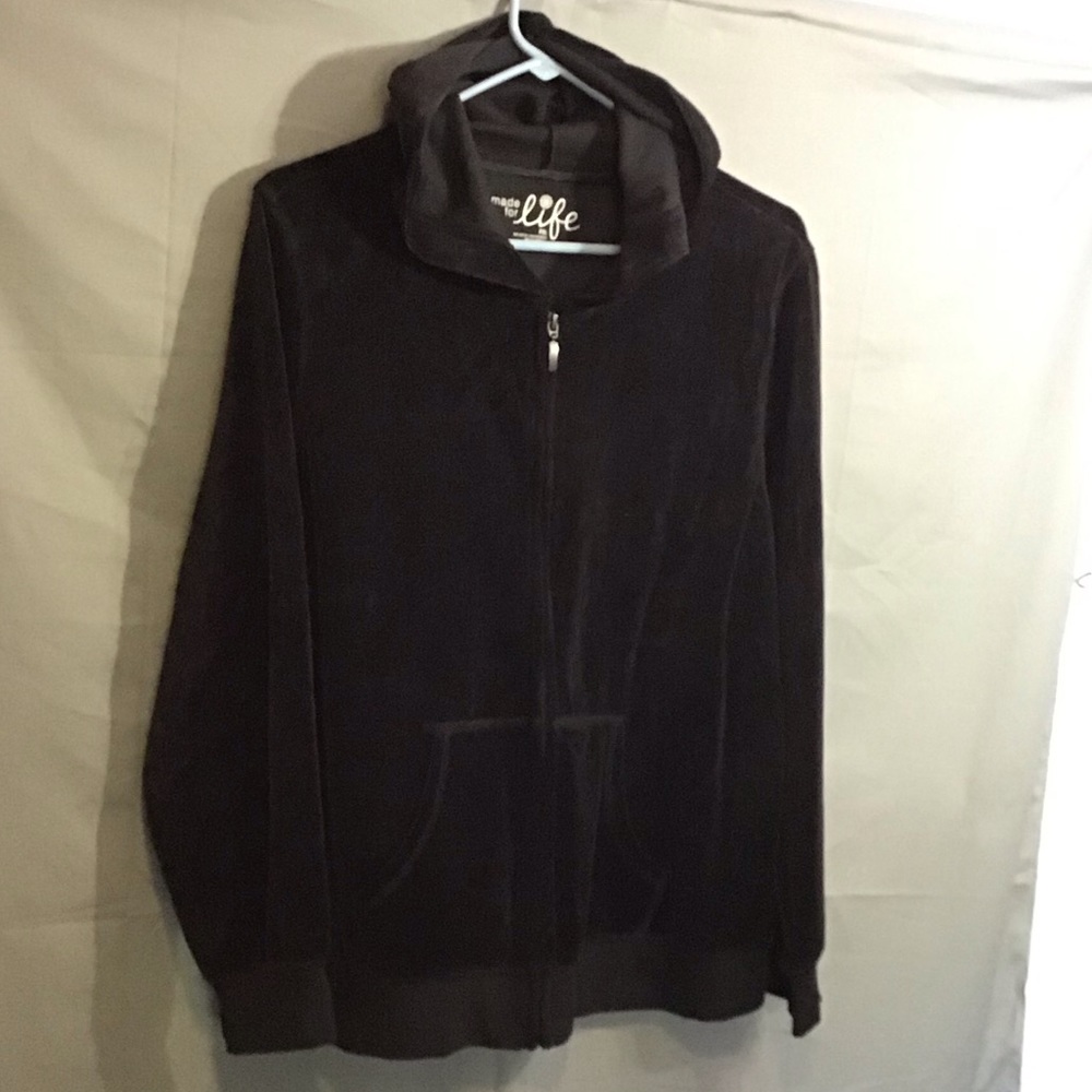 MADE FOR LIFE  hooded velour jacket PXL  black